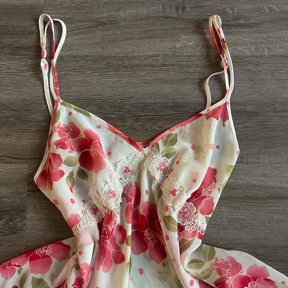 Vintage Y2K Floral Sequin Chemise Baby Doll Nightie Slip Dress - Picture 3 of 7